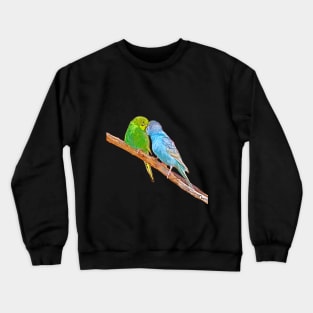 Cute budgies beaking Crewneck Sweatshirt